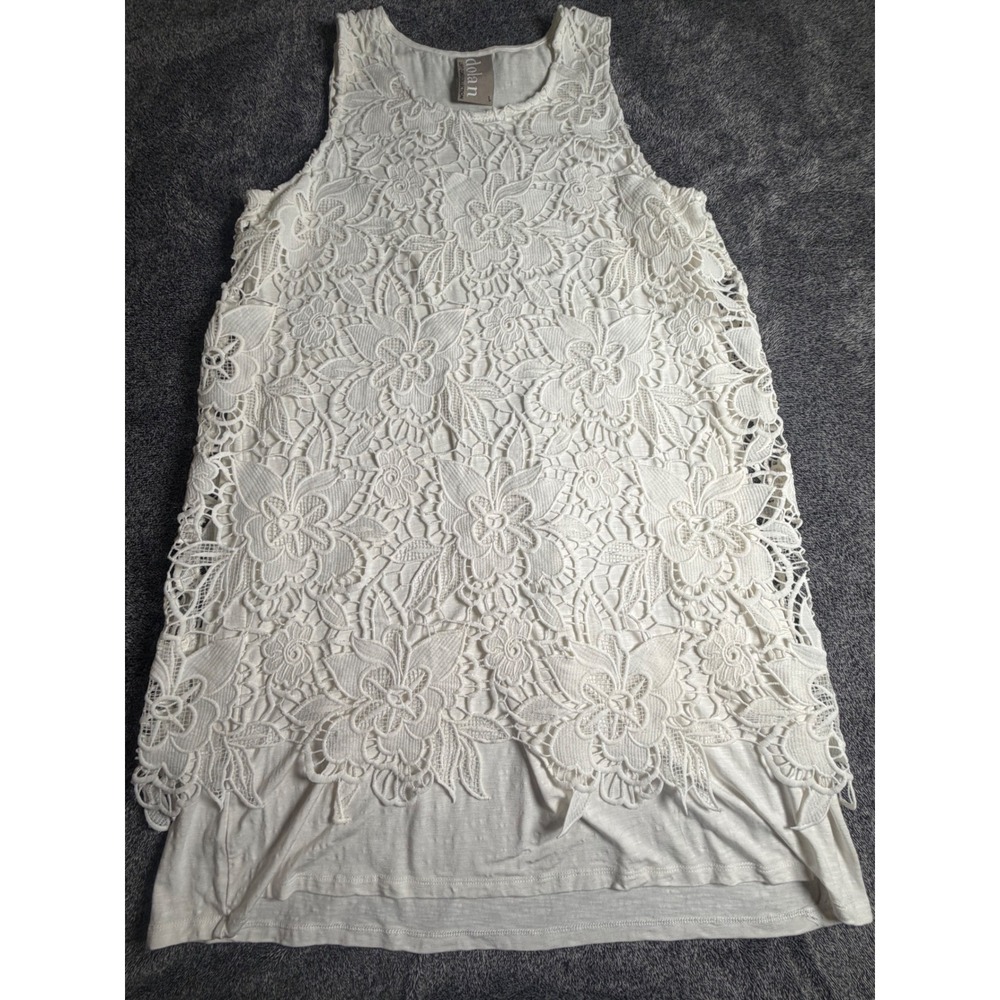 Dolan Left Coast Collection White Floral Crochet Lace Overlay Tank Top Large